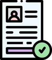 A document with a check mark and a person's face vector