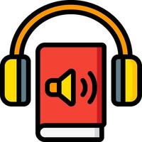 A book with headphones and a speaker vector