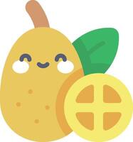 A cartoon fruit with a smiley face and a slice of lemon vector