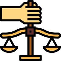 A hand holding a scale of justice on a white background vector