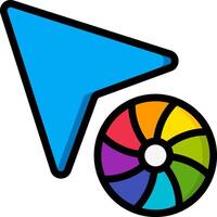 A colorful arrow with a wheel in the middle vector