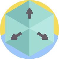 A flat icon of a cube with arrows pointing in different directions vector
