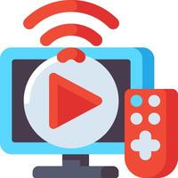 A flat icon of a player and a remote control vector