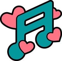 A music note with hearts around it vector