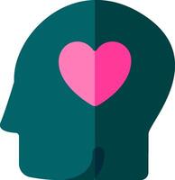 A person's head with a pink heart in the middle vector