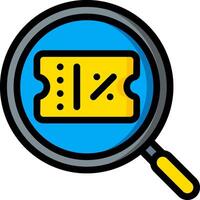 Magnifying glass icon with yellow ticket vector