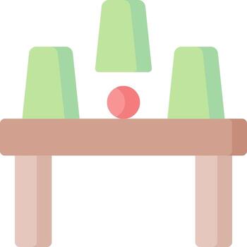 A table with two cups on it and a ball vector