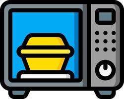 A microwave with a gold coin inside vector