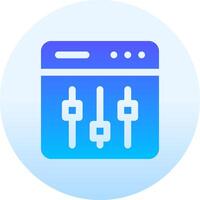A blue and white icon with a mixer on it vector