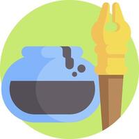 A pot with a brush and ink in it vector