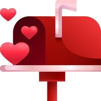 A red mailbox with hearts on it vector