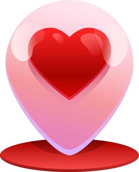 corazón icono en un mapa puntero vector