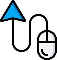 A computer mouse connected to an arrow vector