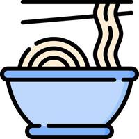 A bowl of noodles with chopsticks in it vector