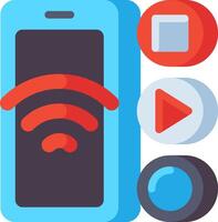 A phone with a wifi icon and a play button vector