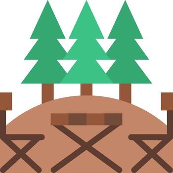 Camping chairs and table with trees in the background vector