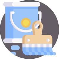 A bucket and brush with a bucket of paint vector