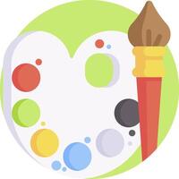 A paint brush and palette are on a heart shaped background vector