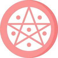 A pentagram in a circle with dots around it vector