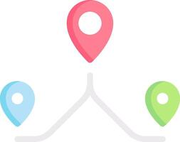 A map with three pinpoints on it vector