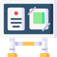 A white board with a computer screen and a paper vector