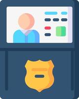 A police badge is on the screen and a person is on the other side vector