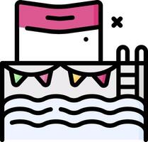 A cartoon of a pool with a ladder and a ladder vector