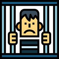 A man in jail cell with a sad face vector