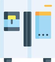 A refrigerator with a door open and a door closed vector