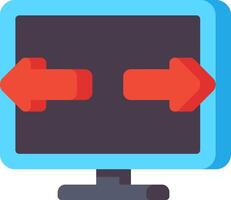 A computer monitor with two arrows pointing in different directions vector