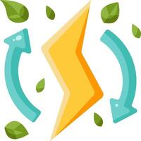 An illustration of a lightning bolt with leaves around it vector