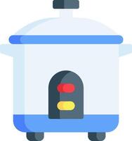 A blue and white pot with a red light on it vector