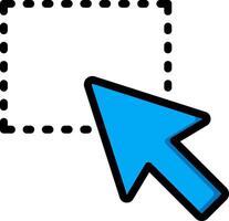A blue arrow pointing to a blank square vector