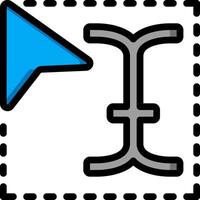 A blue arrow pointing to a sign with a blue arrow vector