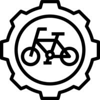 A black and white image of a bicycle in a gear vector