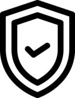 A black and white shield with a check mark on it vector