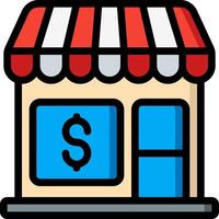 A small store with a dollar sign on the front vector
