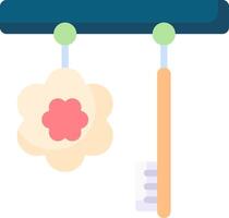 A toothbrush and toothpaste are hanging from a hook vector