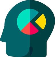 A person's head with a pie chart on it vector
