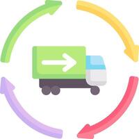 A truck is driving around a circular path with arrows pointing in different directions vector