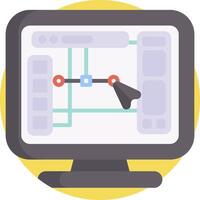A computer screen with a mouse pointing at a diagram vector