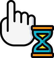 A hand pointing at a sand clock with a finger vector