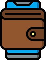Wallet icon with a blue and brown color vector