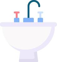 A white sink with two faucets and a blue faucet vector