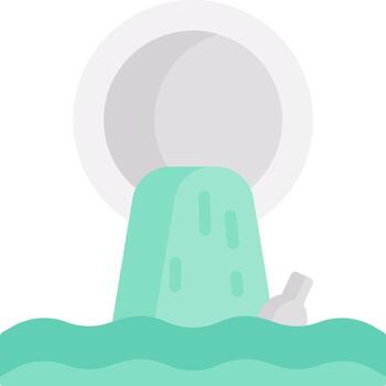 A bottle floating in the water with a moon in the background vector