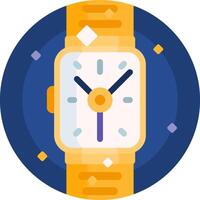 A watch with a blue circle and yellow and orange colors vector