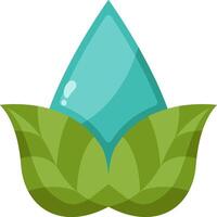 A green leaf with a drop of water vector
