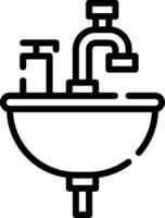 A black and white illustration of a sink and faucet vector