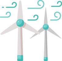 Two wind turbines with blue and white clouds vector