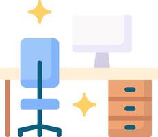 Office desk with computer and chair vector